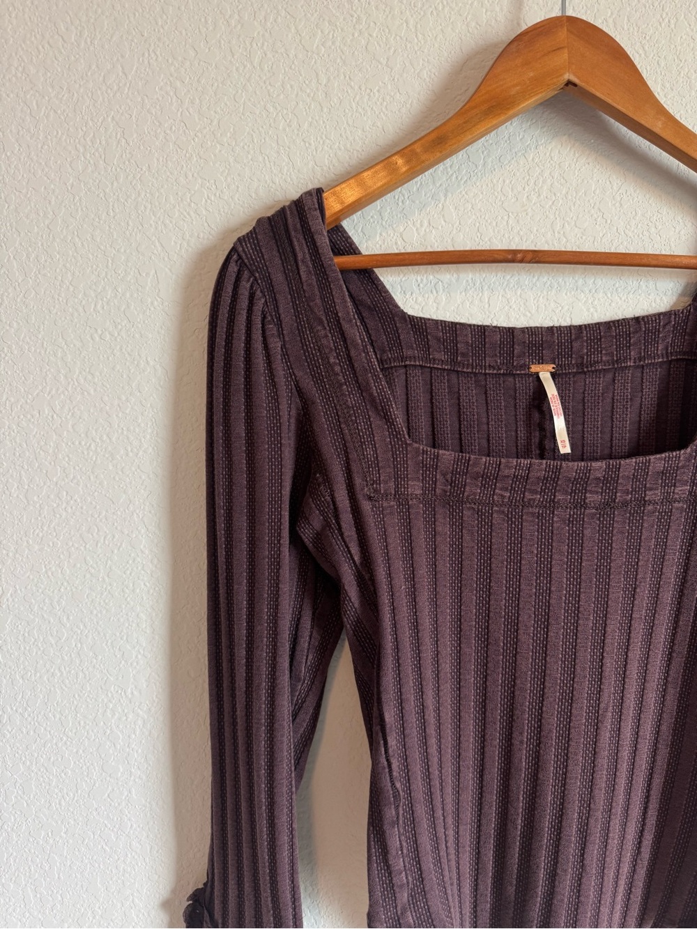 Free People Brown Could I Love You More Lace Cuff Detail Puff Sleeve Top Size XS - Picture 3 of 9